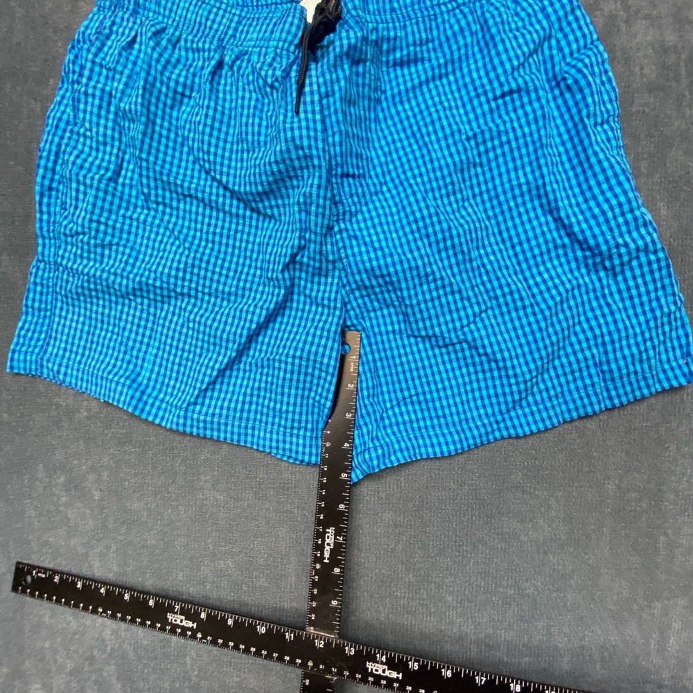 Piombo Swim Shorts Mens XL Black Blue Plaid Mesh Lined Drawstring Waist Beach - Picture 9 of 16